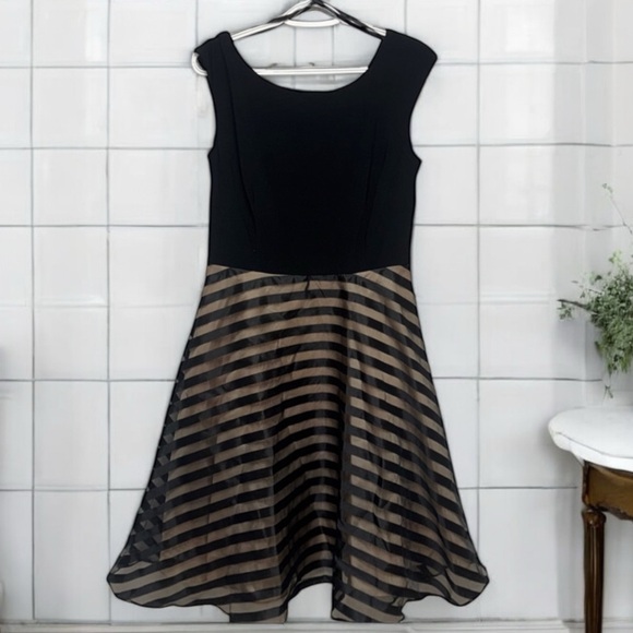 Dress Barn Dresses & Skirts - Elegant Black and Tan Striped Dress